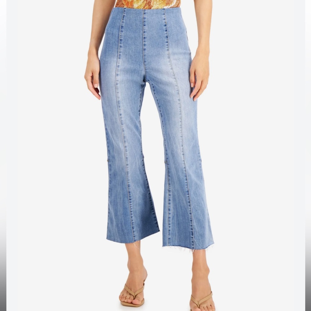 INC Denim Pull On Flared Denim Pants